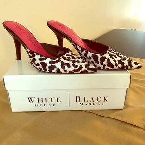 Nine West Leopard Print Satin Mules